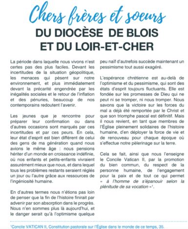 Lettre pastorale pour le diocèse de Blois Riposte catholique