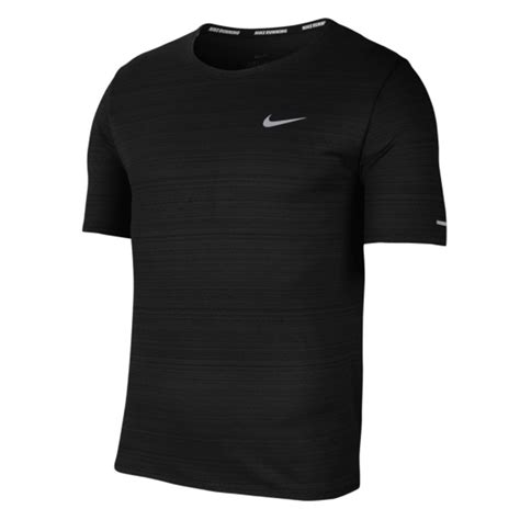 Nike Men's Miler DF Short Sleeve Running Tee - Black/Reflective Silver ...