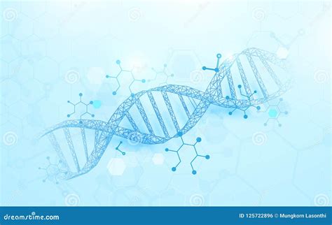 Wireframe DNA Molecules Structure Mesh on Soft Blue Background. Science ...