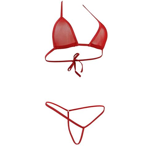 Extreme Micro Bikini Set Women Sexy Transparent See Through Mini Bathingsuit Beachwear Bra G