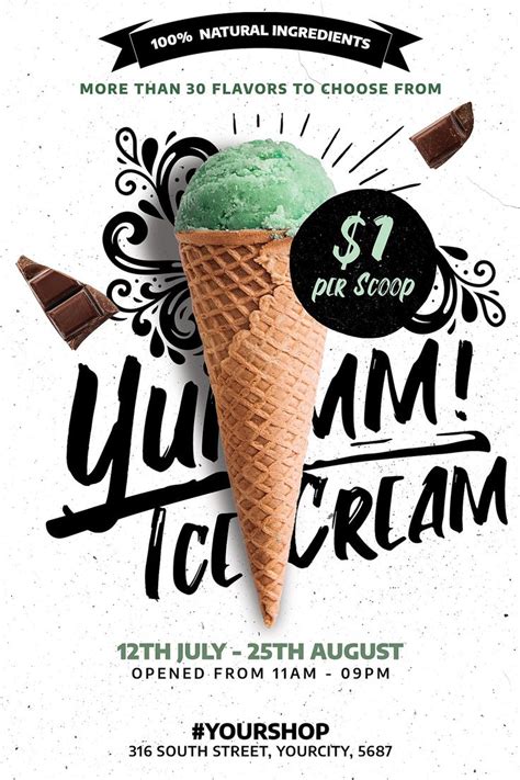 Ice Cream Shop Flyer Promotional Design Graphic Design Flyer Food Poster Design