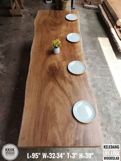 Ft Dining Table Meja Makan Keledang Solid Wood Slab Furniture Home