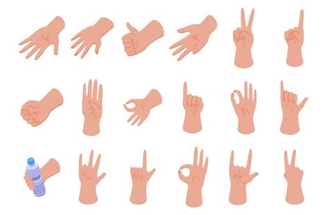 Premium Vector Hand Gestures Icons Set Isometric Set Of Hand