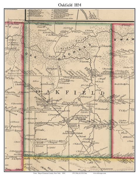 Oakfield New York 1854 Old Town Map Custom Print Genesee Co Old Maps