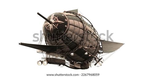 Huge Steampunk Airship Isolated On White Stock Illustration 2267968059 ...