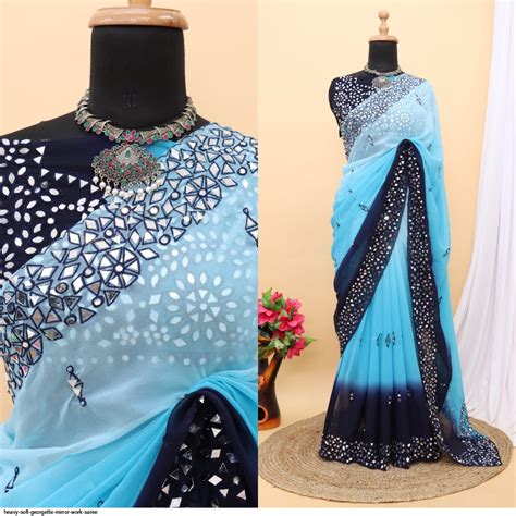 HEAVY SOFT GEORGETTE MIRROR WORK SAREE