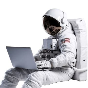 Astronauta Usando Um Laptop Gerado Por Ia Png Astronauta Cosmos