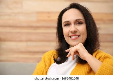 Beautiful Mature Woman Home Space Text Shutterstock