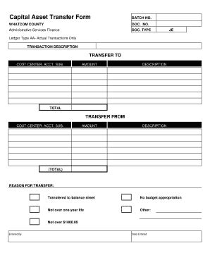 Fillable Online Whatcomcounty AD422001C Capital Asset Transfer Form