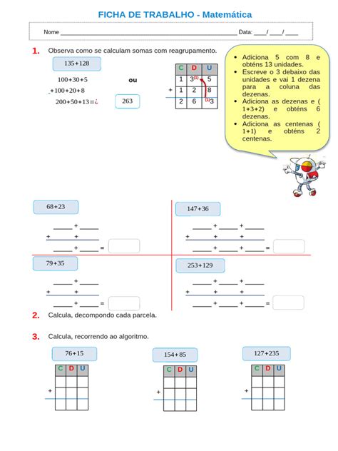 Adicao Com Reagrupamento - Somas com Reagrupamento em Matemática | PDF