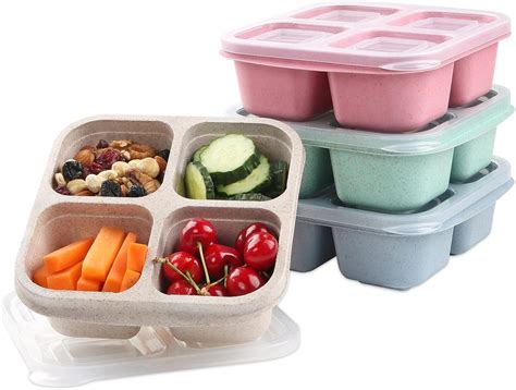 TurtingAs Snack Containers 4 Pack Reusable Bento Snack Box 4