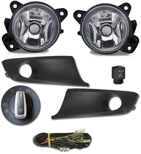 Kit Farol Milha Neblina Fox 2014 Moldura Aro Cromado Botão tipo