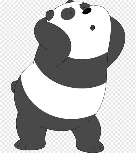 A Black And White Panda Bear Standing On Its Hind Legs With His Arms In