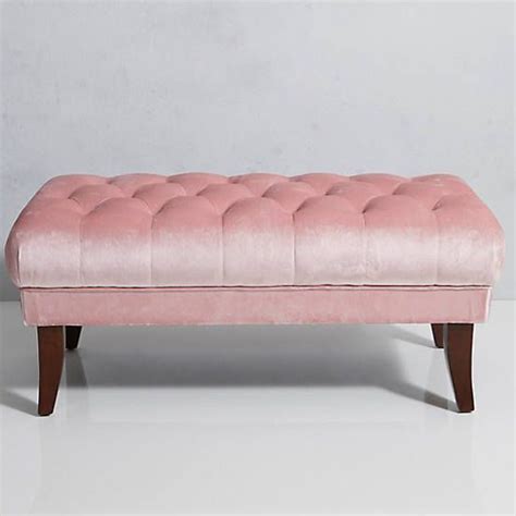 Antoinette Large Pink Blush Velvet Footstool Velvet Footstool