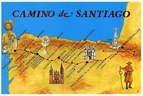 Camino de Santiago Map Card