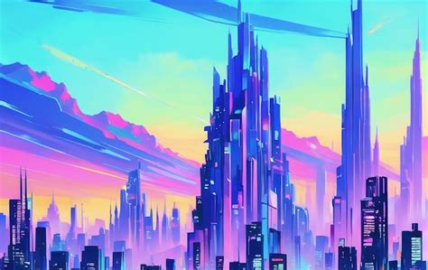 Cyberpunk Poster Estilo Dos Anos Estilo Retr Neon Paisagem