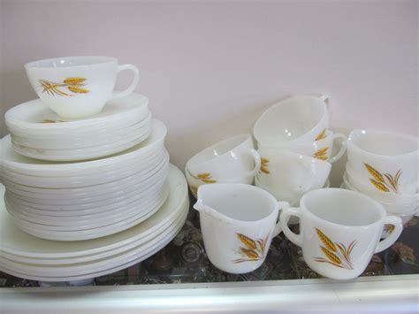 Fire King Wheat Pattern Milk Glass Dinnerware At Tons Of Treasures