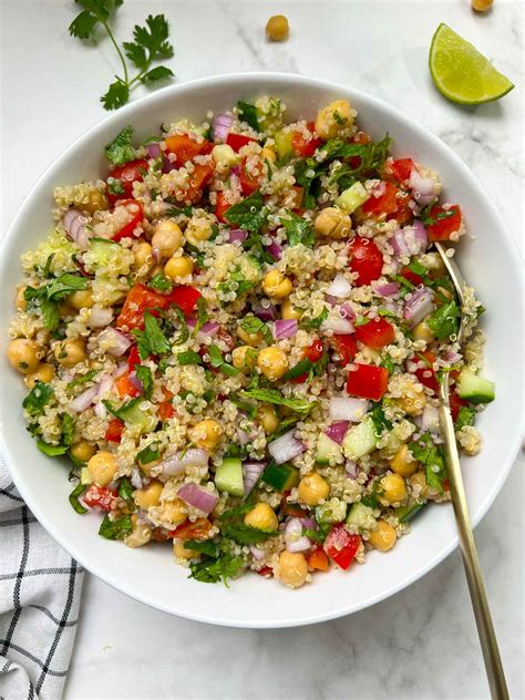 Quinoa Chickpea Salad Indian Veggie Delight