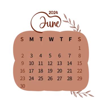 Vintage Brown 2024 June Calendar Vector, June 2024, June, Monthly Calendar PNG and Vector with ...