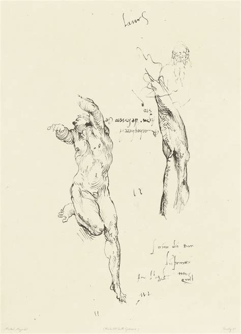 Engraving Study Of Male Nude And Study Of Arm Michelangelo Louvre Shop