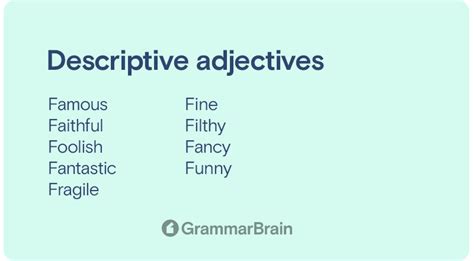 List Of Descriptive Adjectives Definition Examples Grammar