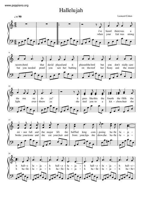 Hallelujah Sheet Music Piano Score Free Pdf Download Hk Pop Piano