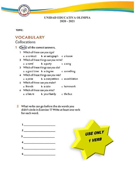 Collocations Interactive Activity Live Worksheets