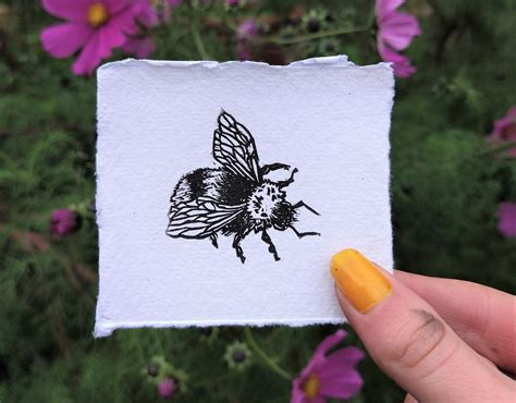 Bee Eco Linocut Print Mini Linocut Bee Print Bee Linocut Etsy