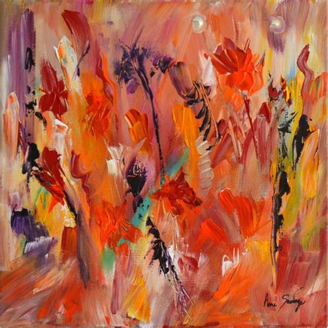 Tableau Abstrait Fleurs Peinture Florale Eclatante De Couleurs