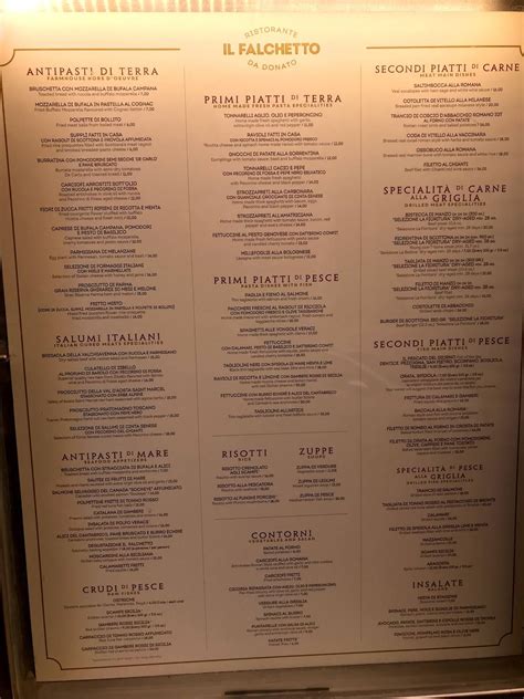 Menu Da Ristorante Il Falchetto Roma