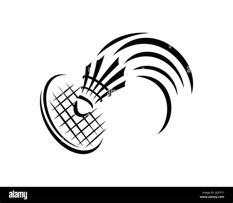 Badminton Game With Racket And Shuttlecock Silhouette Vector Stock