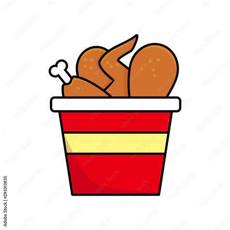 Bucket of fried chicken vector illustration isolated on white ...