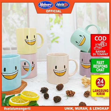 Jual Idolmart Gelas Cangkir Motif Emoji Keramik Mug Karakter Emoji