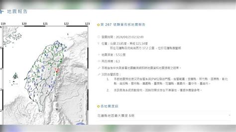 快訊／凌晨劇烈搖晃！花蓮規模63和6強震 最大震度5弱