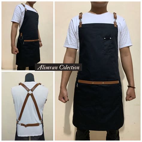 Jual Celemek Apron Barista Kombinasi Kulit Celemek Masak Shopee Indonesia