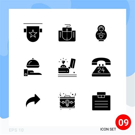 Pictogram Set Of Simple Solid Glyphs Of Celebration Restaurant