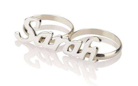 Silver Two Finger Name Ring Fashion Jewelry Persjewel