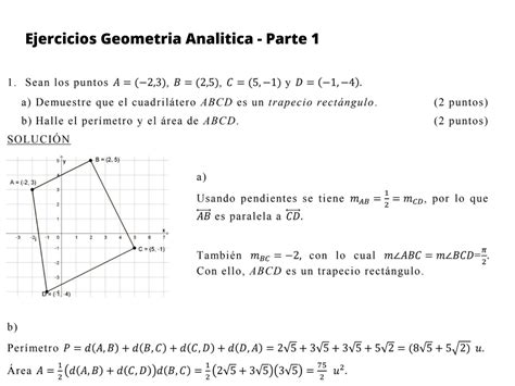 Solution Geometria Analitica Ejercicios P Studypool