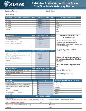 Fillable Online Exhibitor Audio Visual Order Form Cdn Asp Events Fax