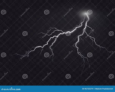 Vector Illustration Of A Realistic Style Of Bright Glowing Lightning