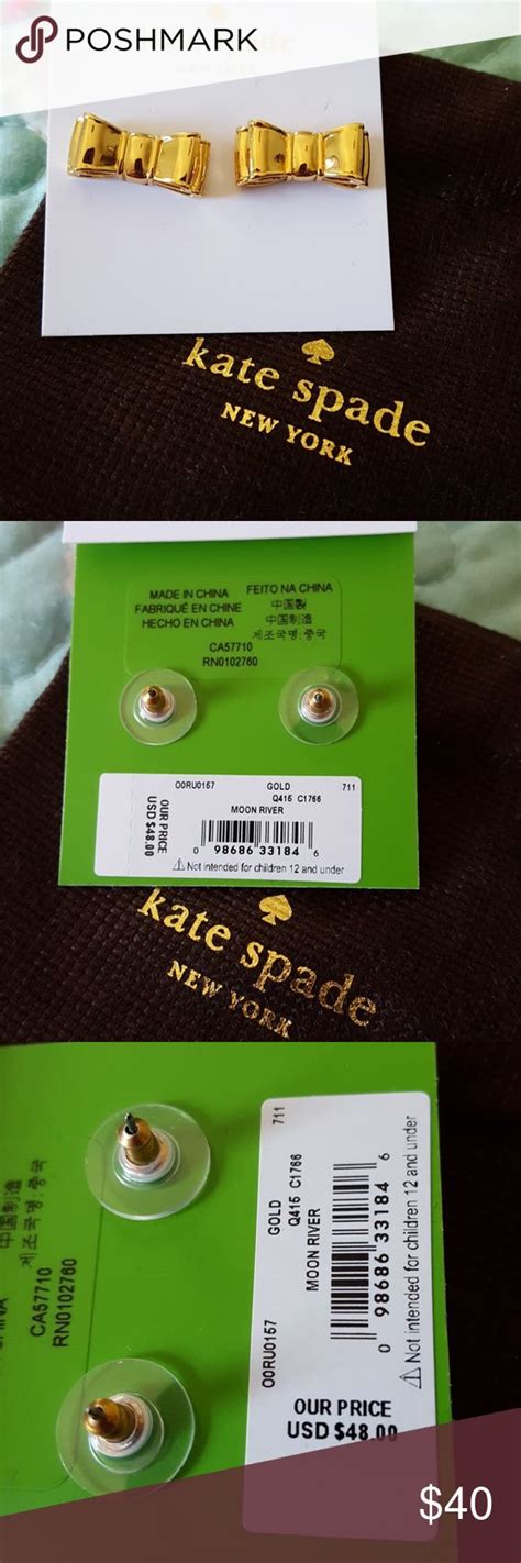 Nwt Kate Spade Gold Tone Bow Earrings Bow Earrings Kate Spade