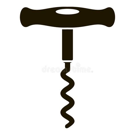 Corkscrew With Wood Cork Vector Illustration Isolated On White Stock