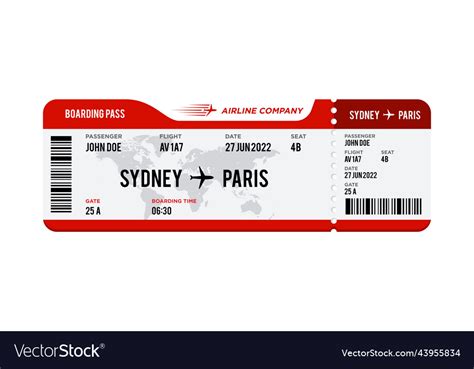 Airplane ticket design realistic Royalty Free Vector Image