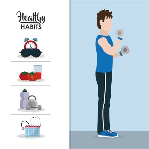 Premium Vector | Male with healthy habits cartoon concept