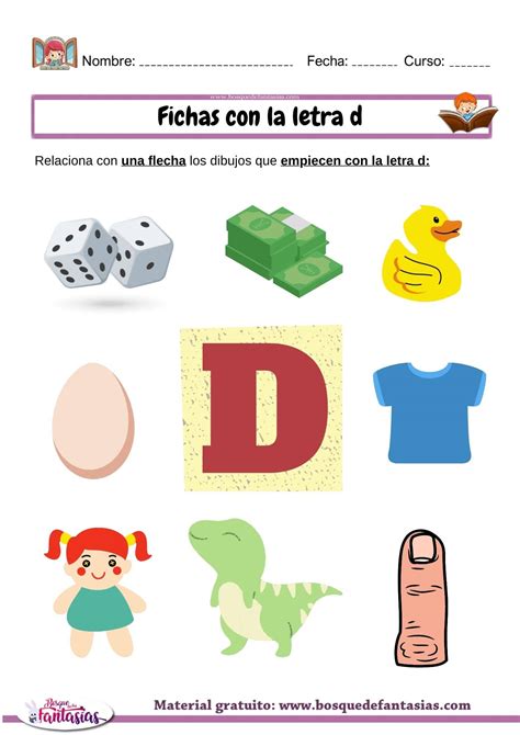 Letra D Relacionar Con Dibujos Juegos Infantiles