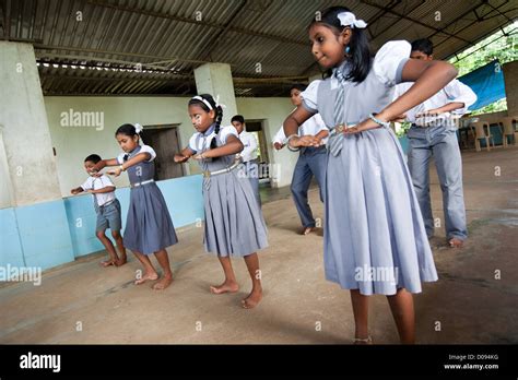 Indian Schoolchildren During A Dance Class School In Nedungolam Kerala