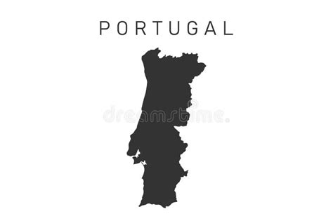 Portugal Map Black Silhouette Country Border Stock Illustration