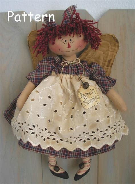 Pdf E Pattern Raggedy Ann Angel Primitive Folk Art Annie Cloth Doll