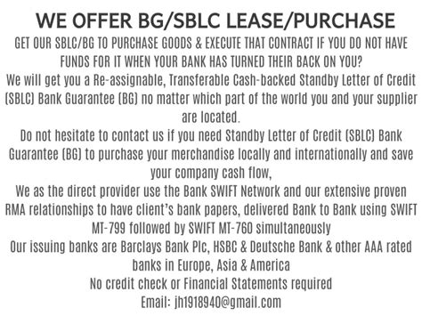 Ppt We Offer Bg Sblc Lease Purchase Powerpoint Presentation Free