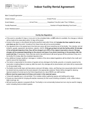 Fillable Online Indoor Facility Rental Agreement Fax Email Print